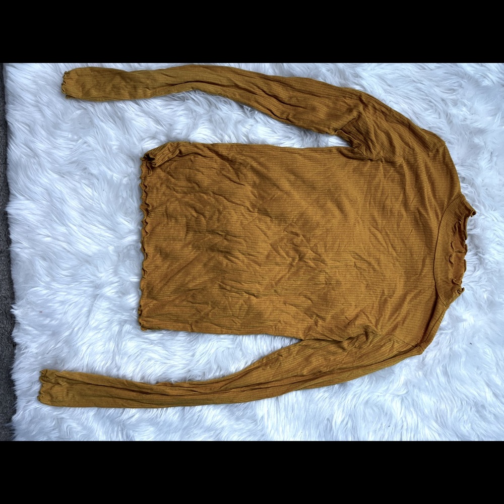 Mustard mock neck L/S top